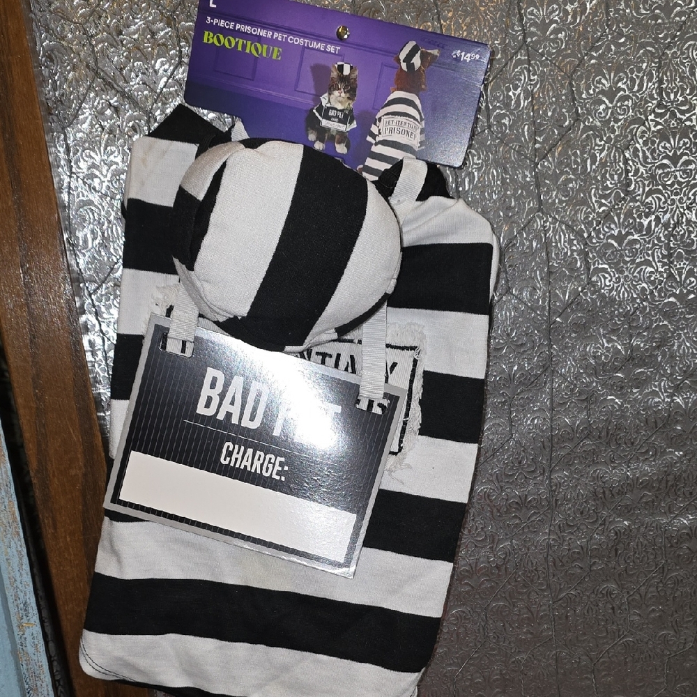 Bootique Black and White Striped Pet Costume Set